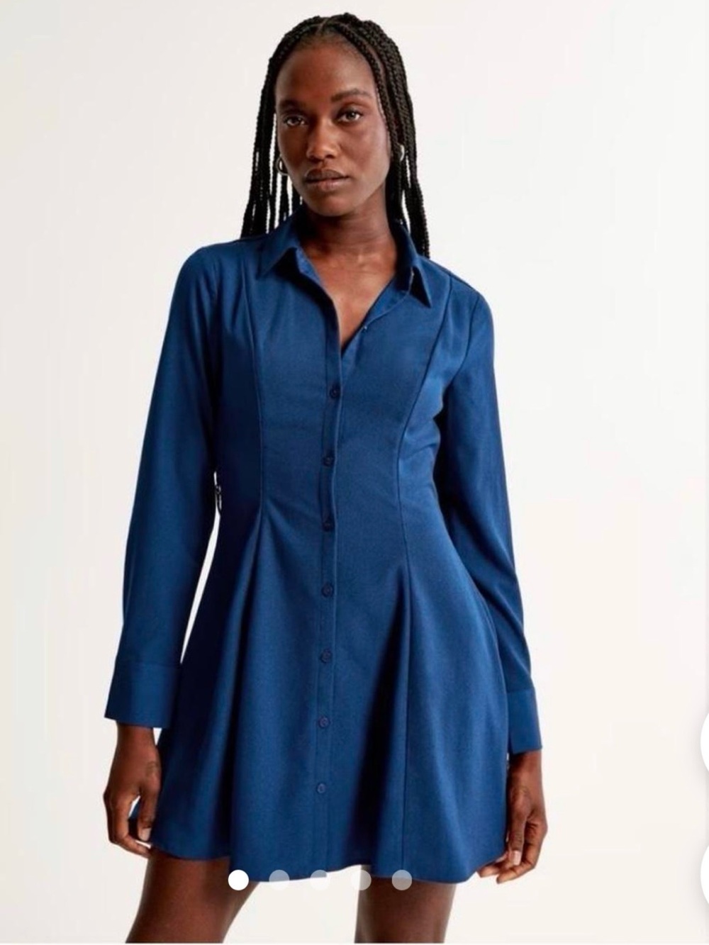 Abercrombie & Fitch Navy Long-Sleeve Button Dress